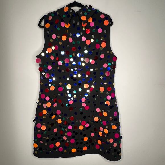 Rixo Black Metallic Confetti Candice Mini Dress Size XL/US 12 - Picture 8 of 11